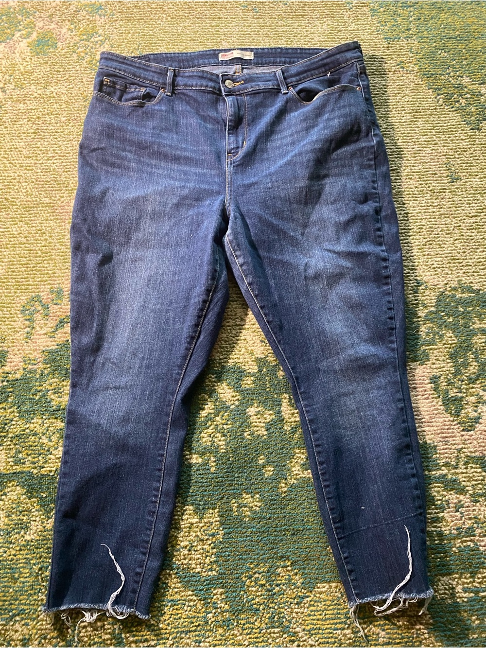 Signature by Levi Strauss Dark Blue Ankle Crop Stretch Jeans